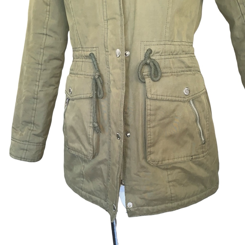 Hollister Olive Green Parka with Faux Fur Hood - Picture 4 of 16